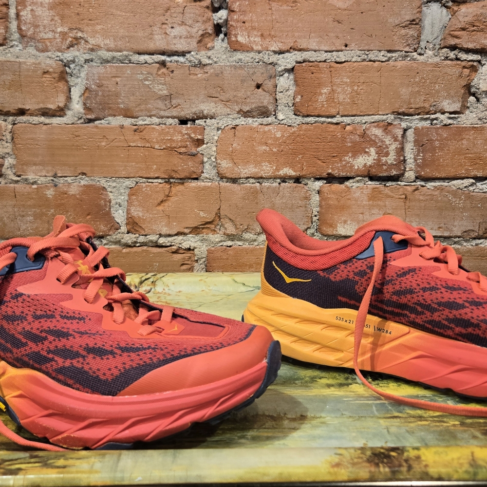 HOKA Trail Running Shoe in Red and Orange - Picture 3 of 7